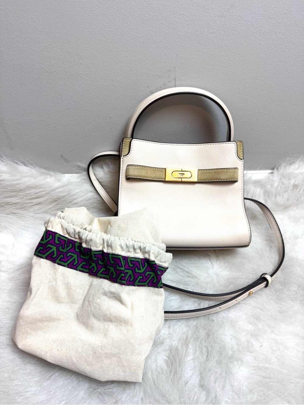 Tory Burch Petite Lee Radziwill Leather Suede Bag - Picture 2 of 12